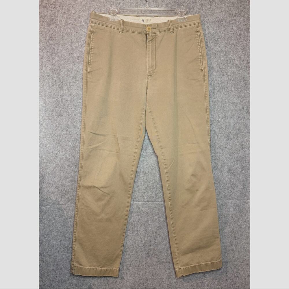 J.Crew Classic Fit Chino Pants Men's 32x32 Khaki 100% Cotton Flat Front